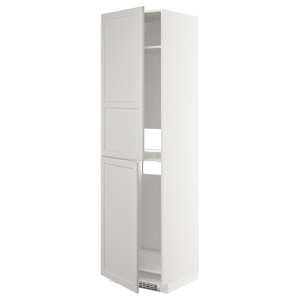 METOD High cabinet for fridge/freezer, white/Lerhyttan light grey, 60x60x220 cm