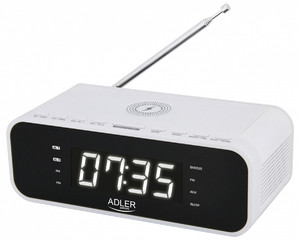 Adler Clock Radio with Wireless Charger AD 1192W, white