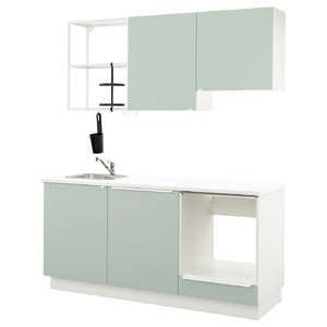 ENHET Kitchen, white/pale grey-green, 183x63.5x222 cm