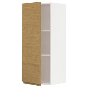 METOD Wall cabinet with shelves, white/Voxtorp oak effect, 40x100 cm