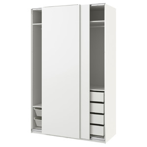 PAX / HASVIK Wardrobe combination, white/white, 150x66x236 cm