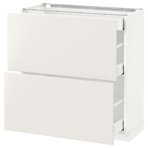 METOD / MAXIMERA Base cab with 2 fronts/3 drawers, white/Veddinge white, 80x37 cm