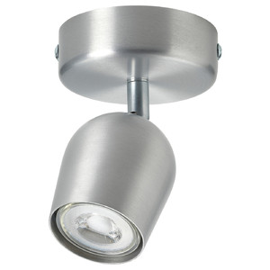 RÖKFRI Ceiling spotlight with 1 spot, aluminium-colour