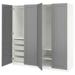 PAX / GULLABERG Wardrobe combination, white/grey, 200x60x201 cm