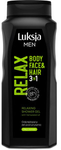 Luksja Men Shower Gel Body, Face & Hair 3in1 Relax 90% Natural Vegan 500ml