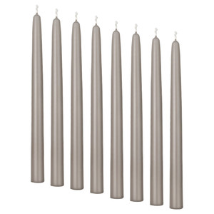 KLOKHET Unscented candle, dark grey-beige, 25 cm, 8 pack