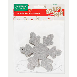 Christmas Decorations Eva Snowflake Silver 2pcs