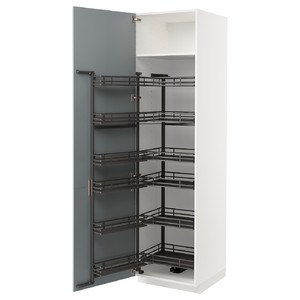 METOD High cabinet with pull-out larder, white/Veddinge grey, 60x60x220 cm