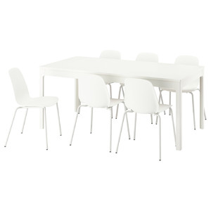 EKEDALEN / LIDÅS Table and 6 chairs, white/white white, 180/240 cm