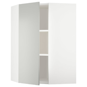 METOD Corner wall cabinet with shelves, white/Havstorp light grey, 68x100 cm