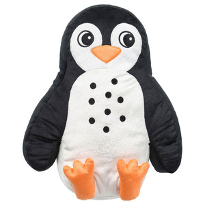 BLÅVINGAD Cushion, penguin-shaped black/white, 40x32 cm