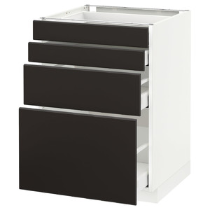 METOD / MAXIMERA Base cab 4 frnts/4 drawers, white/Kungsbacka anthracite, 60x60 cm
