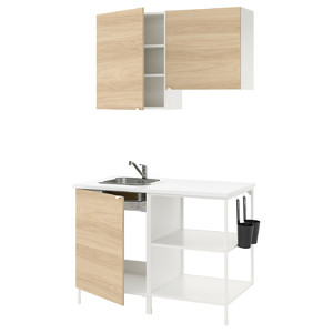 ENHET Kitchen, white, oak effect, 123x63.5x222 cm