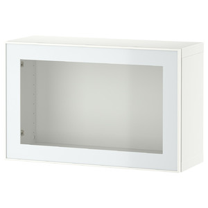 BESTÅ Wall-mounted cabinet combination, white Glassvik/white/light green clear glass, 60x22x38 cm