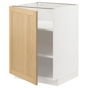 METOD Base cabinet with shelves, white/Forsbacka oak, 60x60 cm
