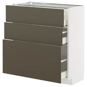 METOD / MAXIMERA Base cabinet with 3 drawers, white/Havstorp brown-beige, 80x37 cm