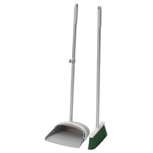 PEPPRIG Dustpan and broom, gray/green