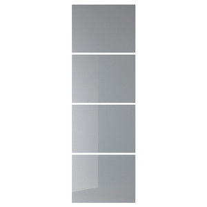 BJÖRNÖYA 4 panels for sliding door frame, grey tinted effect, 75x236 cm