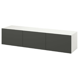 BESTÅ TV bench with doors, white/Lappviken dark grey, 180x42x38 cm