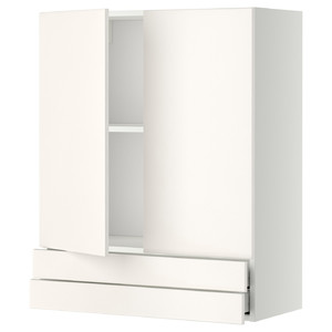 METOD / MAXIMERA Wall cabinet w 2 doors/2 drawers, white/Veddinge white, 80x100 cm