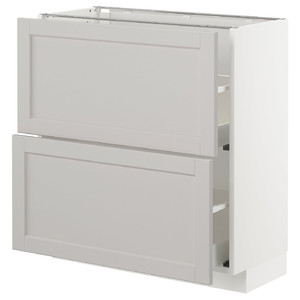 METOD/MAXIMERA Base cabinet with 2 drawers, white/Lerhyttan light grey, 80x37 cm