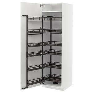 METOD High cabinet with pull-out larder, white/Vallstena white, 60x60x200 cm