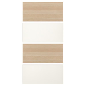 MEHAMN 4 panels for sliding door frame, white stained oak effect, white, 100x201 cm