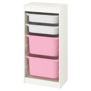 TROFAST Storage combination, white, white pink, 46x30x94 cm