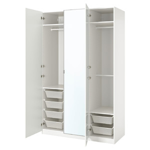 PAX / FARDAL/ÅHEIM Wardrobe combination, high-gloss white/mirror glass, 150x60x236 cm