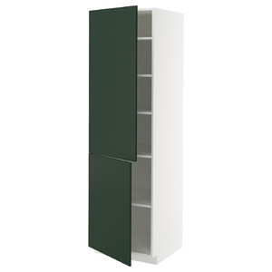 METOD High cabinet with shelves/2 doors, white/Havstorp deep green, 60x60x200 cm