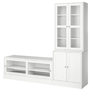 HAVSTA TV storage combination/glass doors, white, 241x47x212 cm