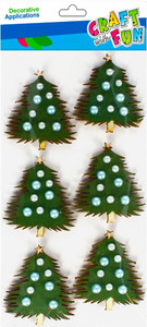 Christmas Decorative Wooden 3D Stickers Christmas Tree 6pcs