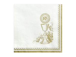 Paper Napkin IHS Holy Communion 33x33cm 20pcs, white