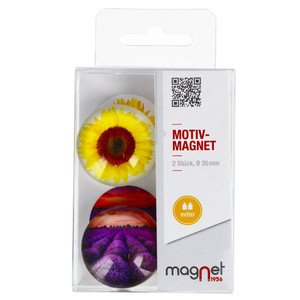 Glass Motiv Magnet 3.5cm 2pcs Sunflower/Lavender