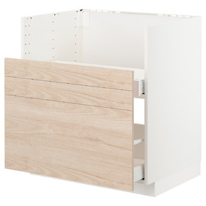 METOD / MAXIMERA Bc f BREDSJÖN sink/2 fronts/2 drws, white, Askersund light ash effect, 80x60 cm