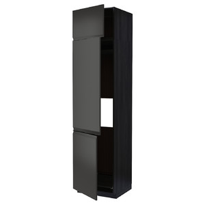 METOD High cab f fridge/freezer w 3 doors, black/Upplöv matt anthracite, 60x60x240 cm