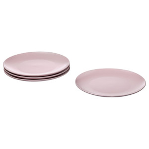 FÄRGKLAR Plate, matt light pink, 26 cm, 4 pack
