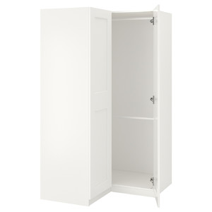 PAX Corner wardrobe, white, Grimo white, 111/111x201 cm