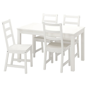 LANEBERG / NORDVIKEN Table and 4 chairs, white/white, 130/190x80 cm