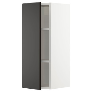 METOD Wall cabinet with shelves, white/Kungsbacka anthracite, 30x80 cm