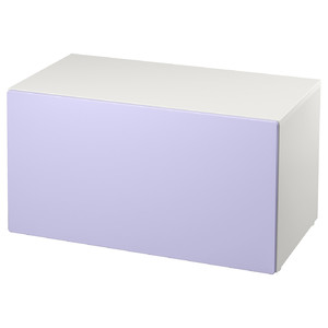 SMÅSTAD Bench with toy storage, white/lilac, 90x52x48 cm