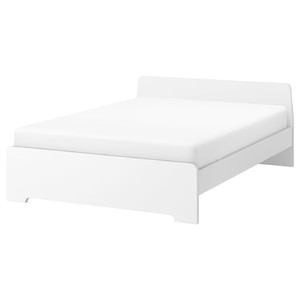 ASKVOLL Bed frame, white/Lindbåden, 140x200 cm