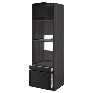 METOD / MAXIMERA Hi cab f ov/combi ov w dr/2 drwrs, black/Lerhyttan black stained, 60x60x200 cm