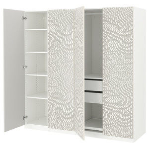 PAX / MISTUDDEN Wardrobe combination, white/grey patterned, 200x60x201 cm