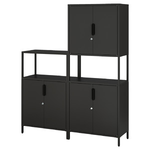 TROTTEN Cabinet combination, anthracite, 140x173 cm