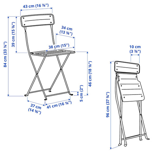 SUNDSÖ Table and 2 folding chairs, outdoor light green/light green, 65x65 cm