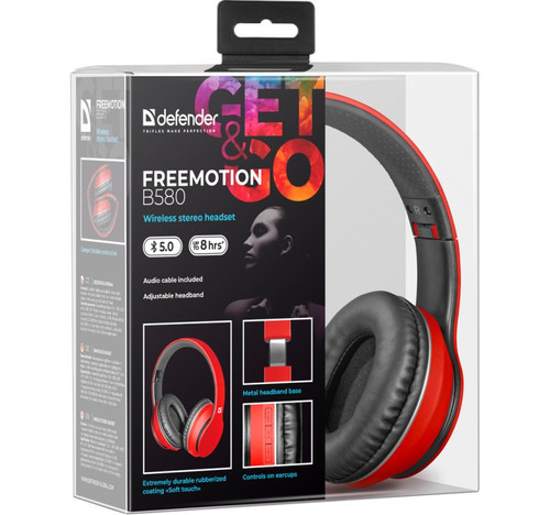 Defender Headphones Freemotion B580, red