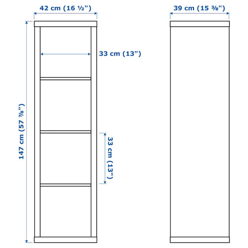 KALLAX Shelving unit with 2 inserts, white stained oak effect, 42x147 cm