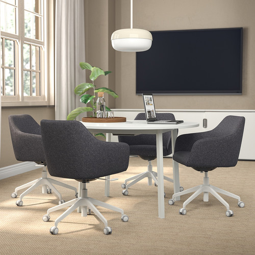 MITTZON Conference table, round/white, 120x75 cm