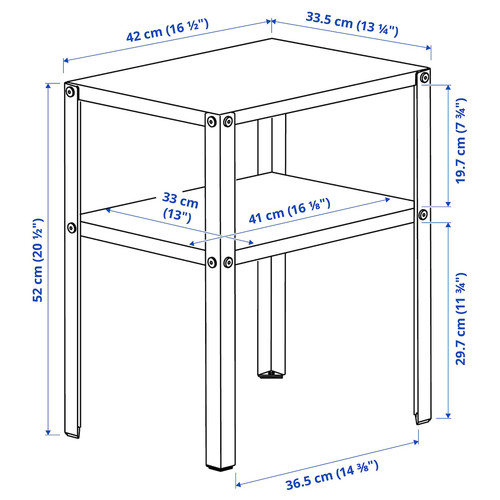 KNARREVIK Bedside table, black, 42x34 cm